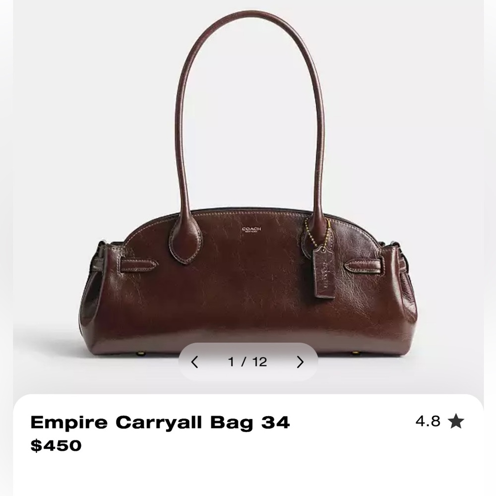 Coach Empire Carryall Bag 34 Glazed Leather Brass/Maple - Picture 14 of 16